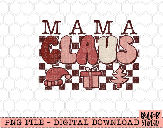 Mama Claus Retro Checker PNG Design