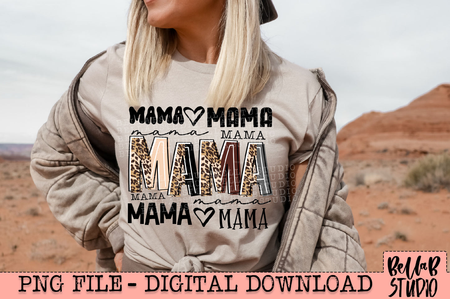 Mama Leopard Collage PNG Design