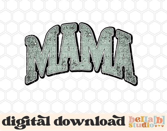 Distressed Curved Mama PNG Sublimation Design