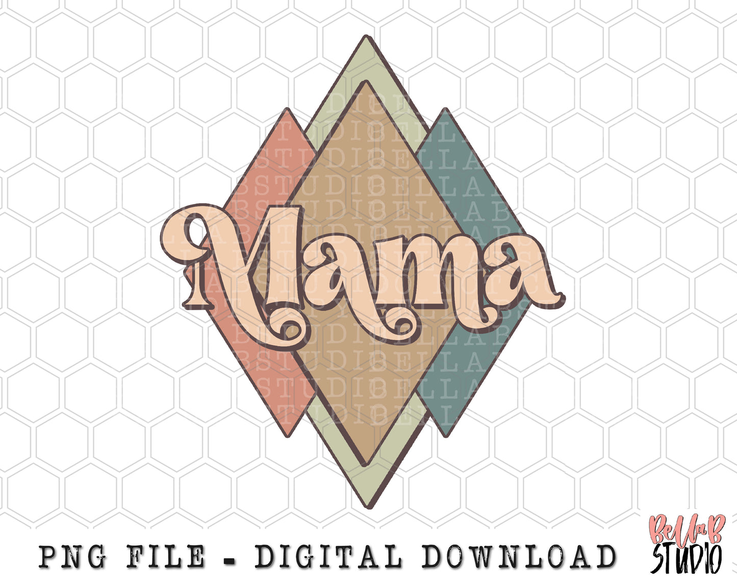 Mama Retro Diamonds PNG Sublimation Design