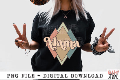 Mama Retro Diamonds PNG Sublimation Design