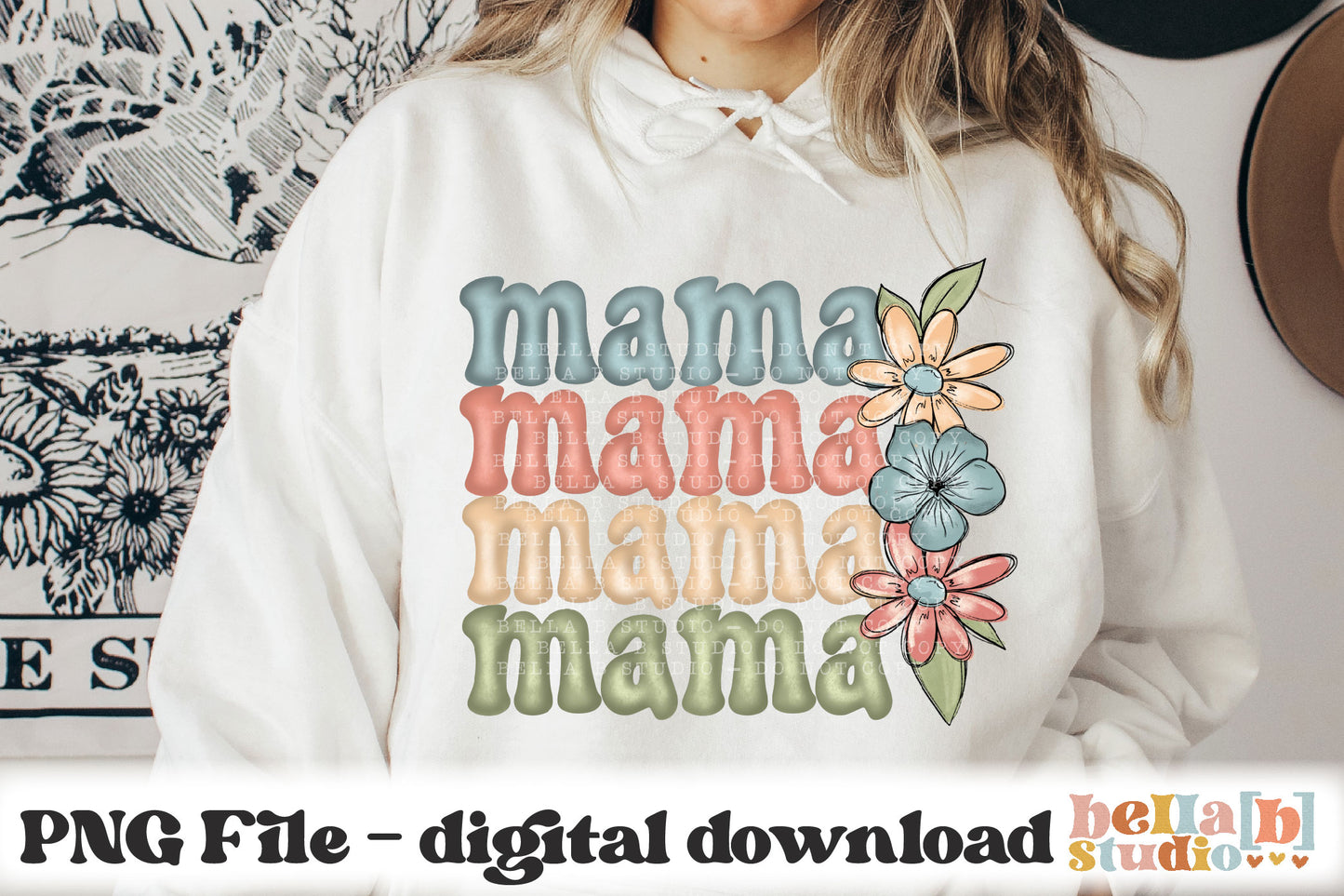 Floral Spring Mama PNG Sublimation Design