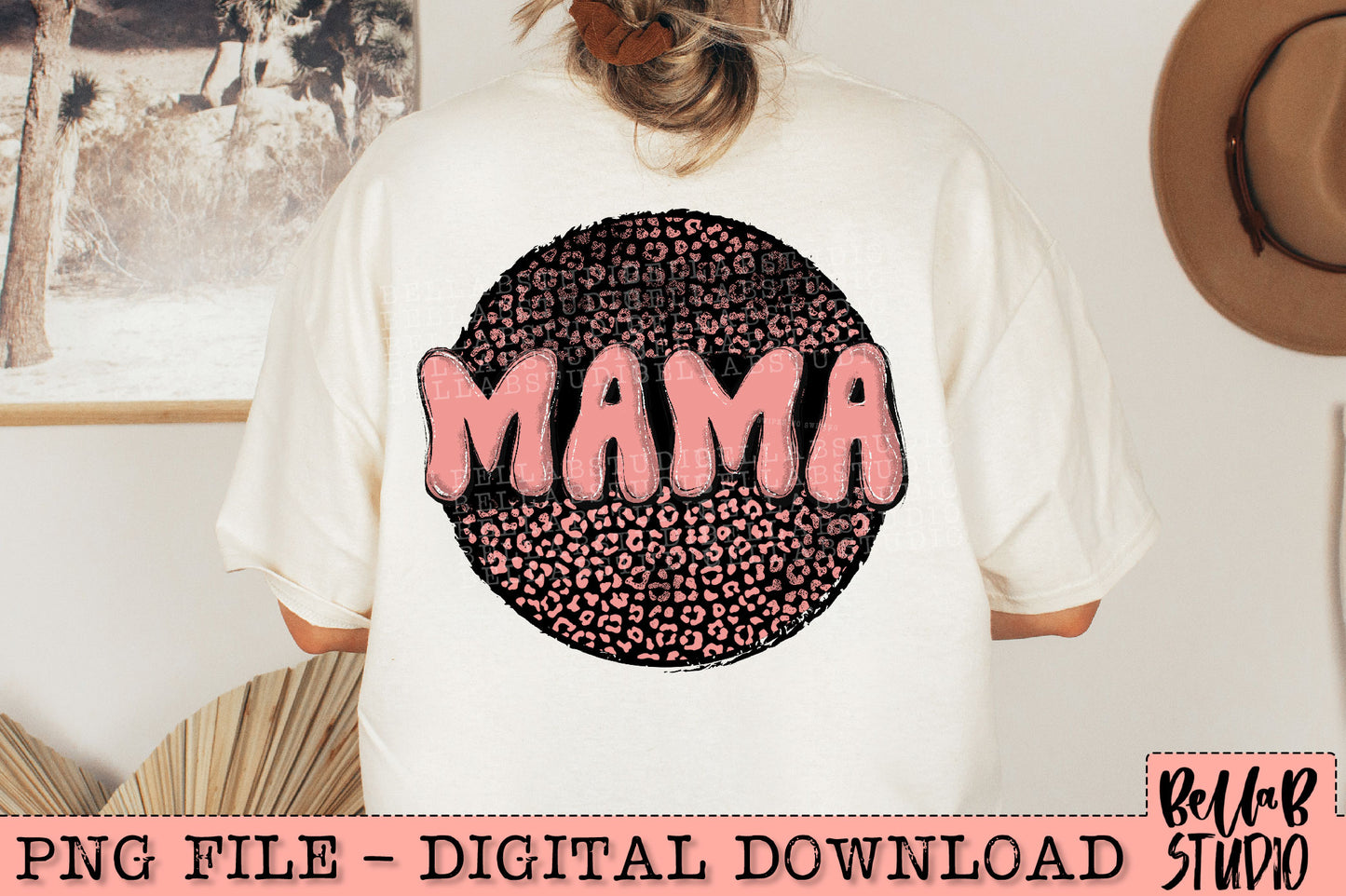 Mama Doodle Pink Leopard PNG Design