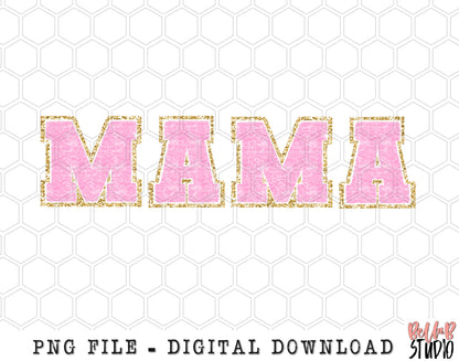 Pink Chenille MAMA PNG Sublimation Design