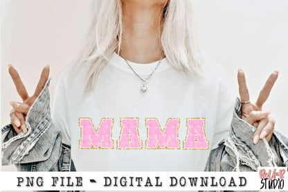 Pink Chenille MAMA PNG Sublimation Design