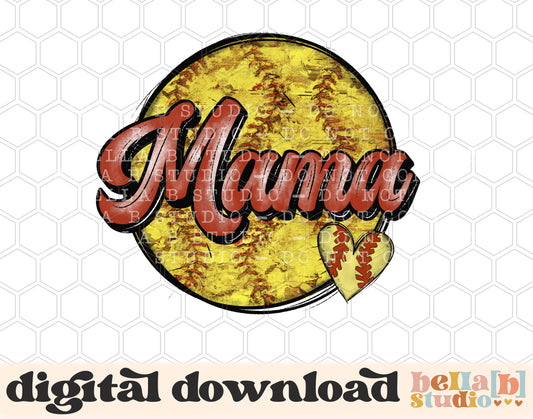 Mama Softball Grunge PNG Design