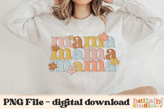 Floral Retro Mama PNG Sublimation Design