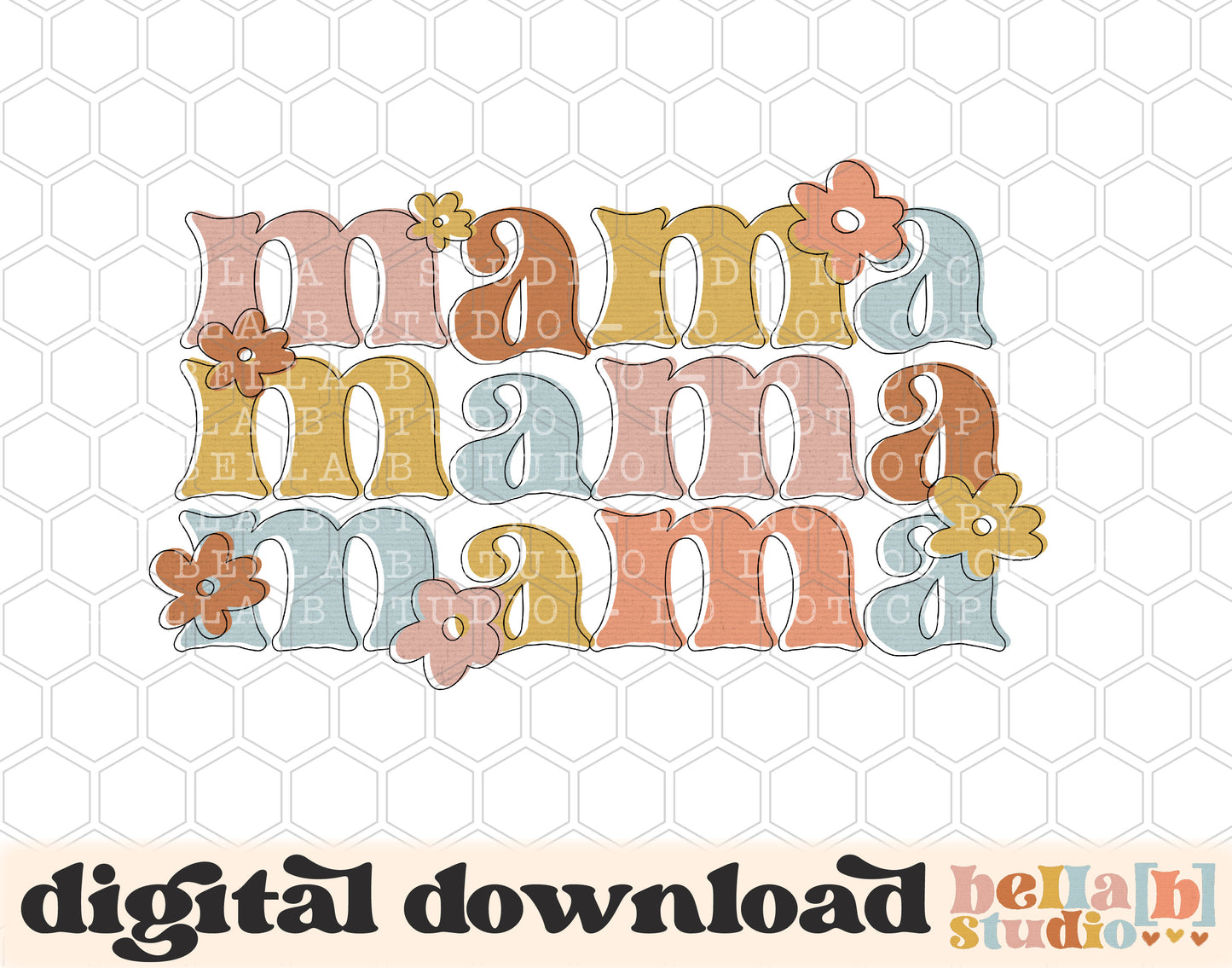 Floral Retro Mama PNG Sublimation Design