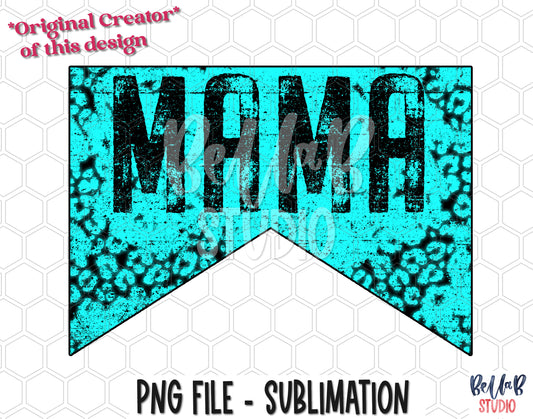 Turquoise Leopard Mama Sublimation Design