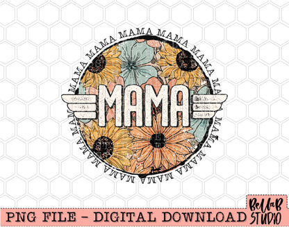 Mama Wings Vintage Floral PNG Design