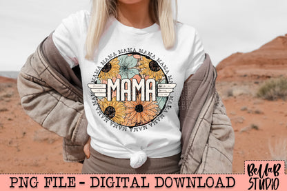 Mama Wings Vintage Floral PNG Design