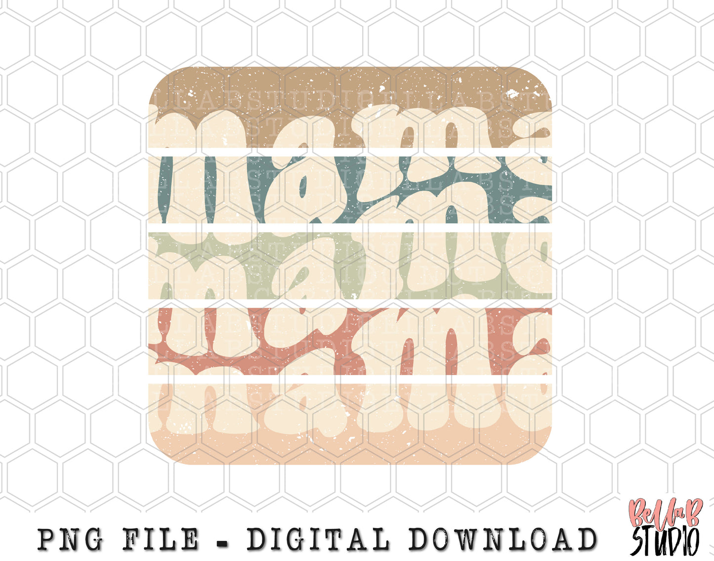 Mama Wavy Retro PNG Sublimation Design