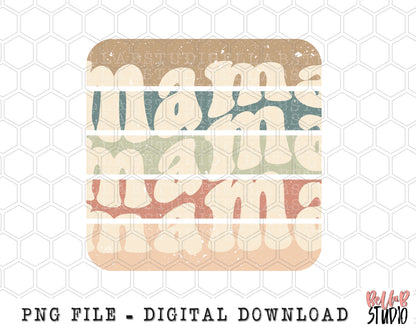 Mama Wavy Retro PNG Sublimation Design