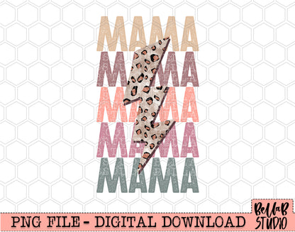 Spring Leopard Bolt Mama PNG Sublimation Design