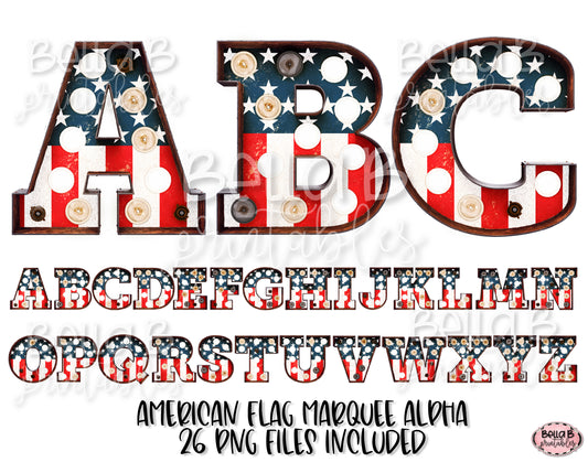 American Flag Marquee Alphabet Letters, Marquee Alphabet Set