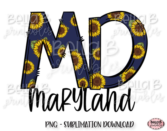 Sunflower Maryland State Sublimation Design