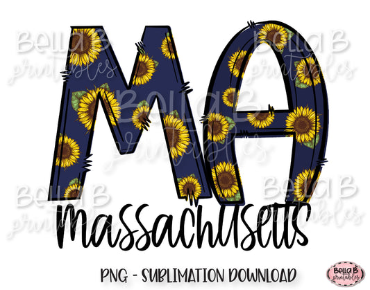 Sunflower Massachusetts State Sublimation Design