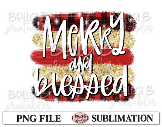 Merry And Blessed Sublimation Design