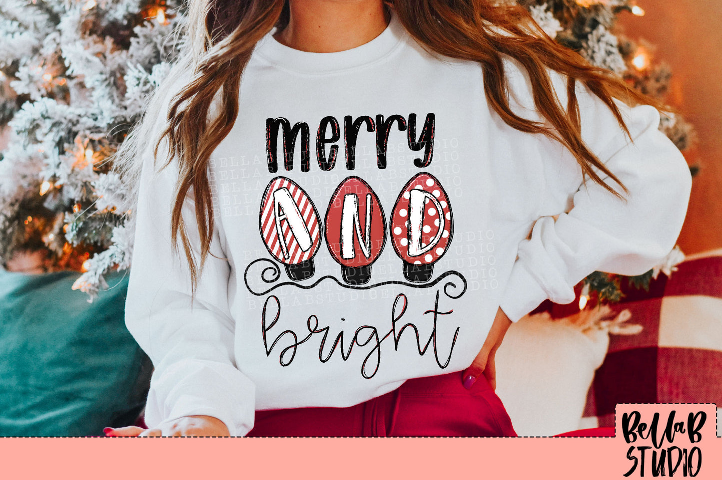 Merry and Bright Christmas Bulbs PNG Design