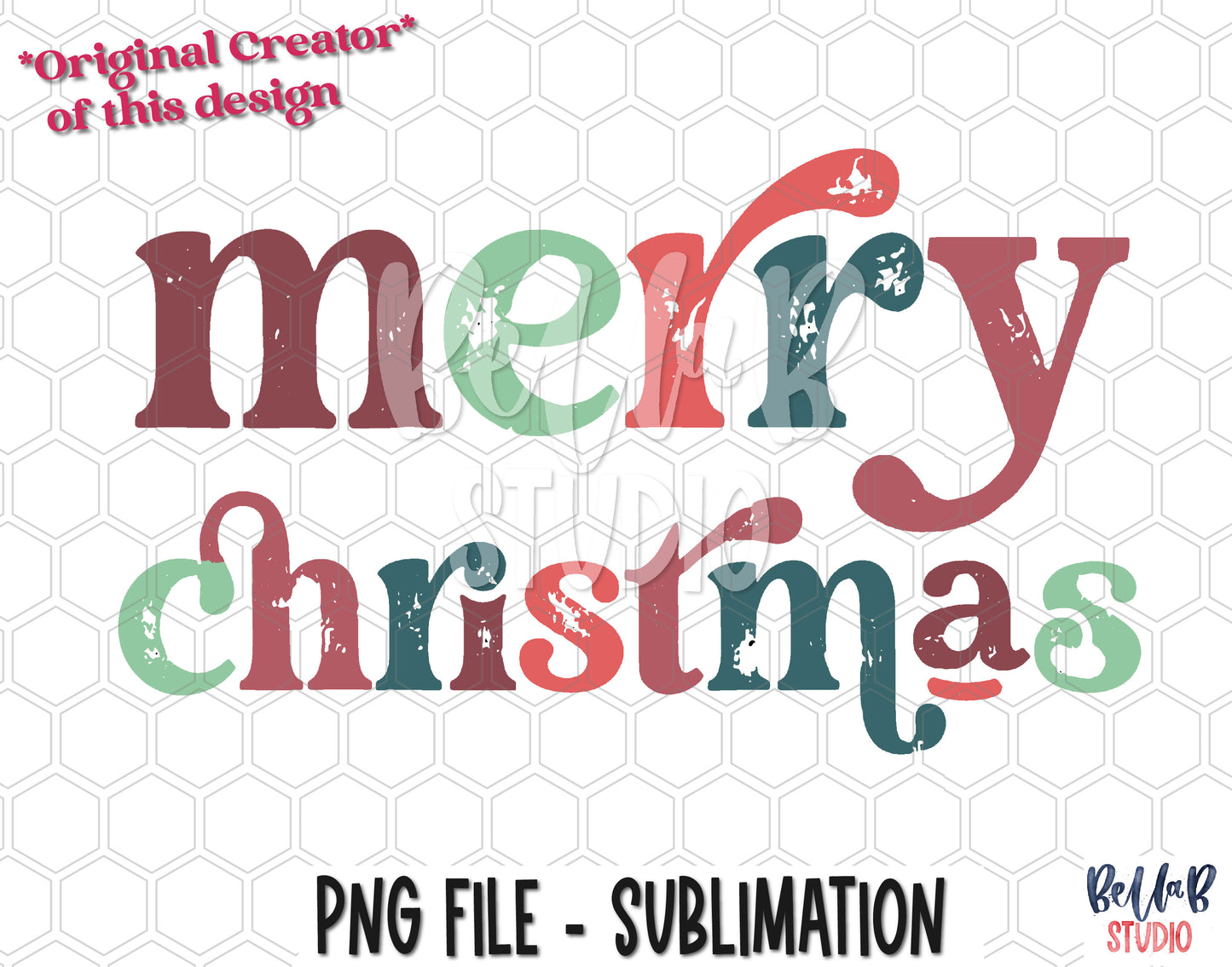 Vintage - Merry Christmas Sublimation Design