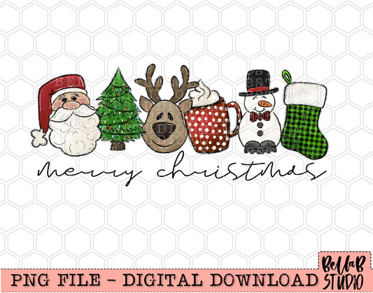 Merry Christmas Cute Faces PNG Design