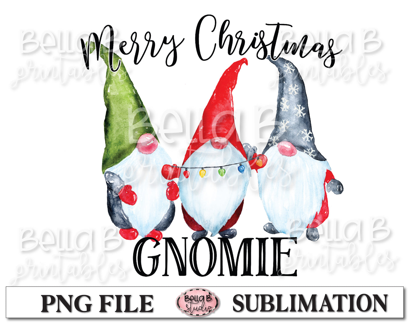 Merry Christmas Gnomie Sublimation Design