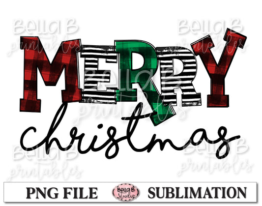 Plaid Merry Christmas Sublimation Design