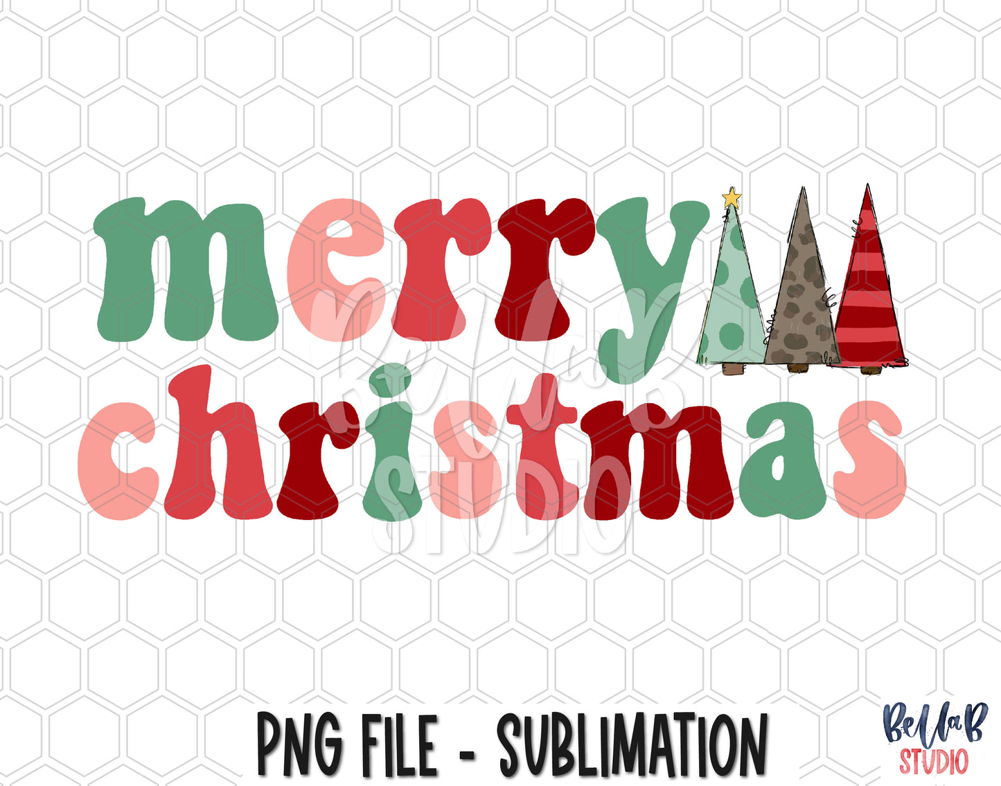 Retro - Merry Christmas Sublimation Design