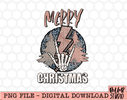 Merry Christmas Skellie Hand and Bolt PNG Design
