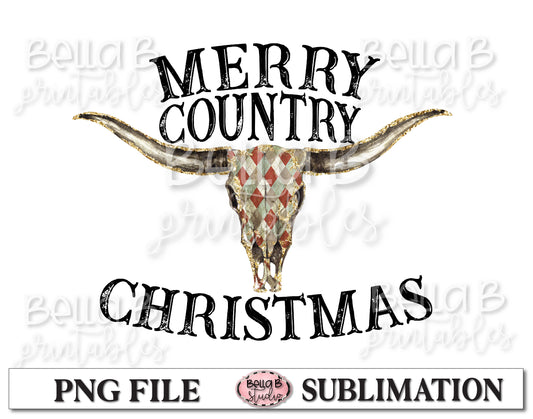 Merry Country Christmas Sublimation Design