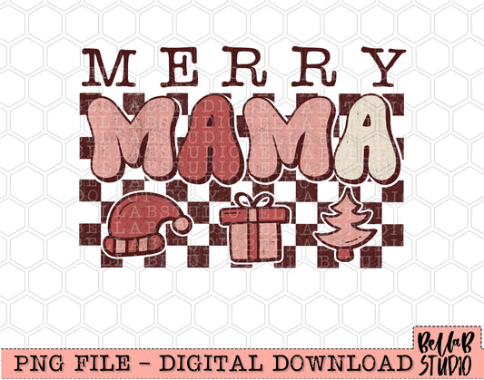 Merry Mama Retro Checker PNG Design