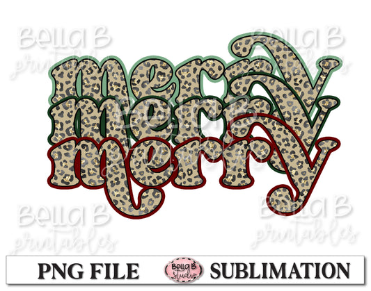Leopard Merry Merry Merry Sublimation Design