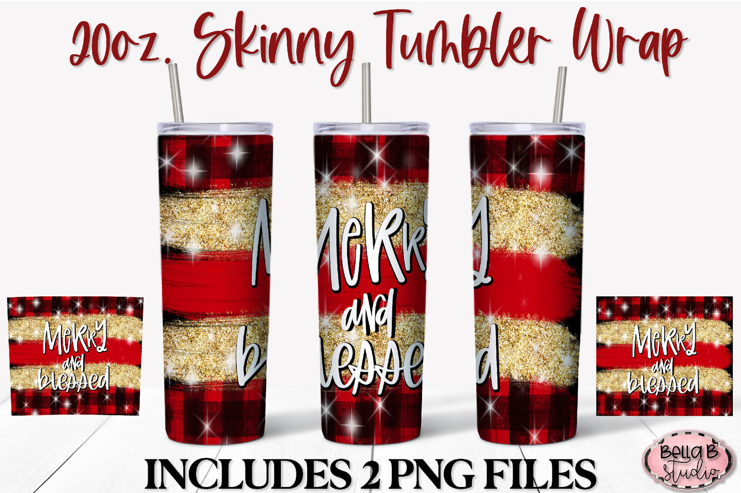 Merry And Blessed Christmas 20 oz Skinny Tumbler Design