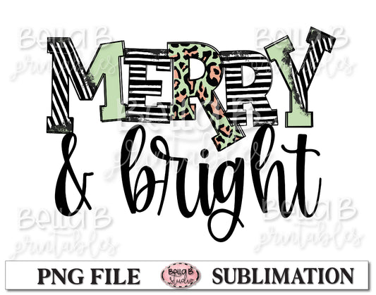 Merry and Bright Sublimation Design
