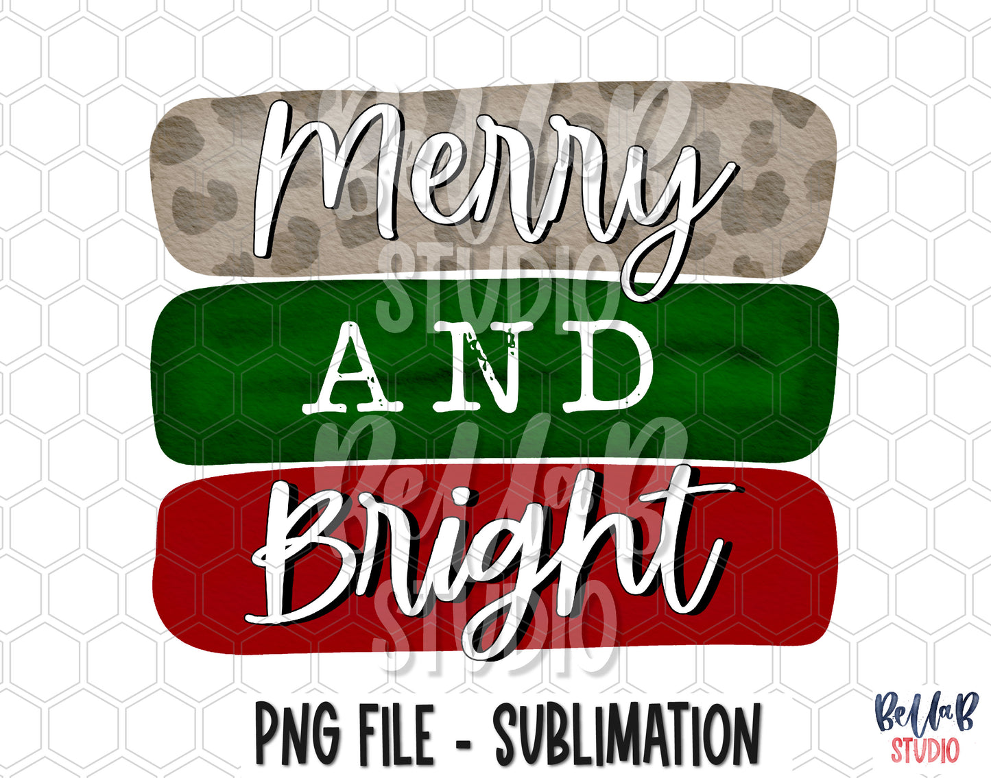 Merry And Bright Sublimation Design