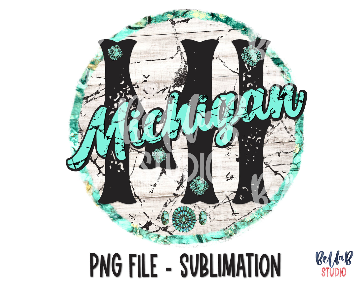 Michigan Turquoise Sublimation Design
