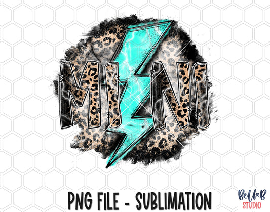Leopard Turquoise Lightning Bolt Mini Sublimation Design