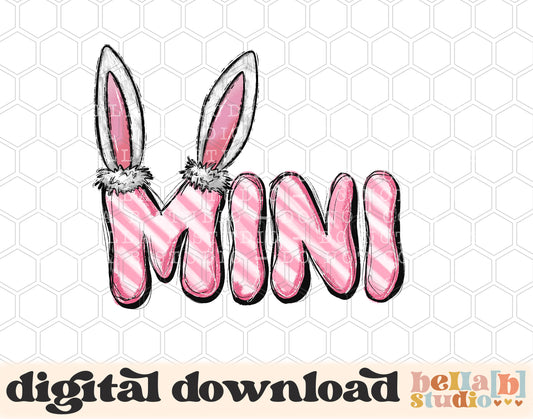 Mini Bunny Ears Pink PNG Sublimation Design