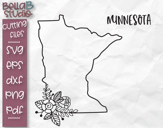 Floral Minnesota Map SVG File