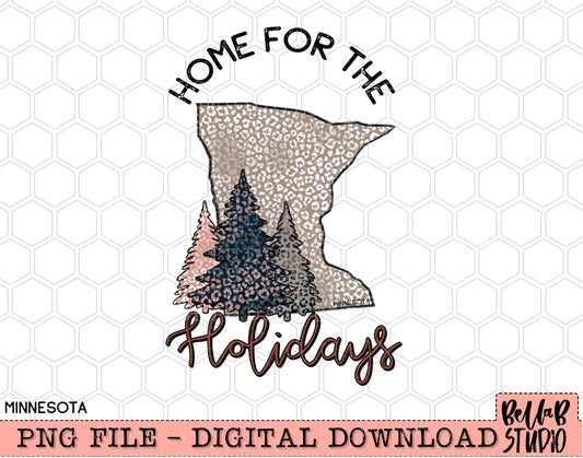 Home For The Holidays -Christmas Minnesota PNG Design
