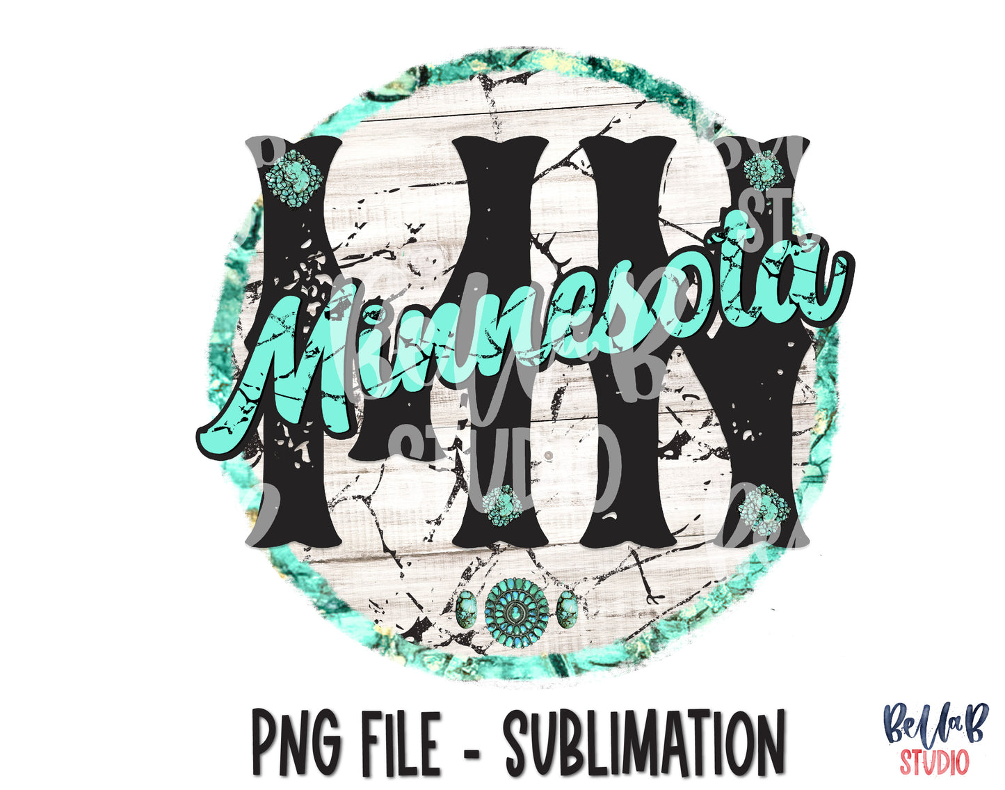 Minnesota Turquoise Sublimation Design