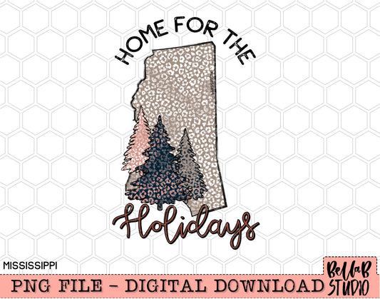 Home For The Holidays -Christmas Mississippi PNG Design