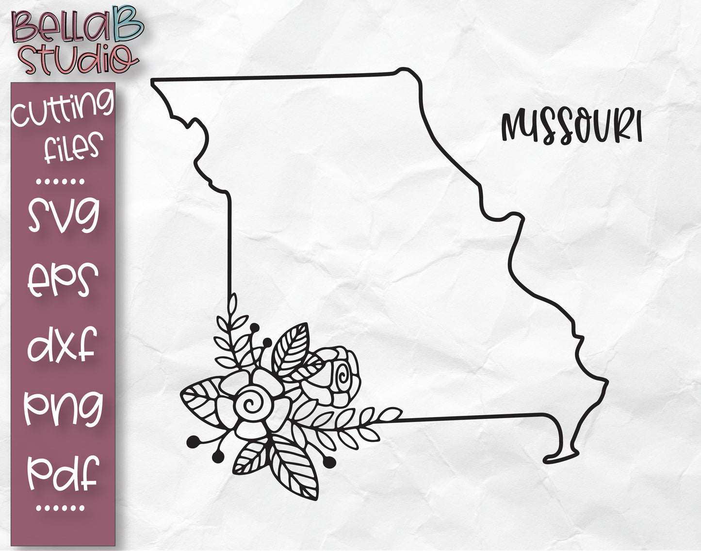 Floral Missouri Map SVG File
