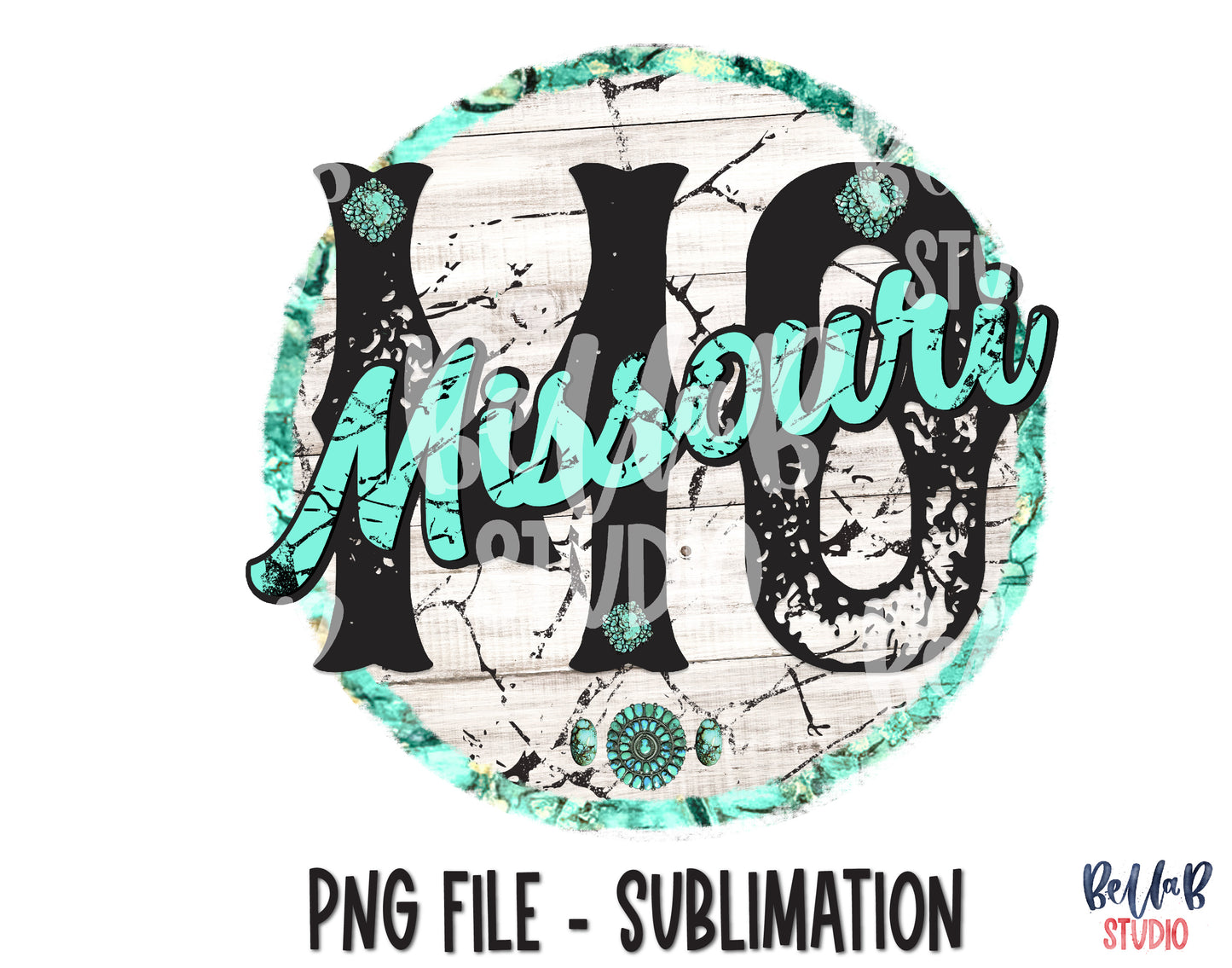 Missouri Turquoise Sublimation Design