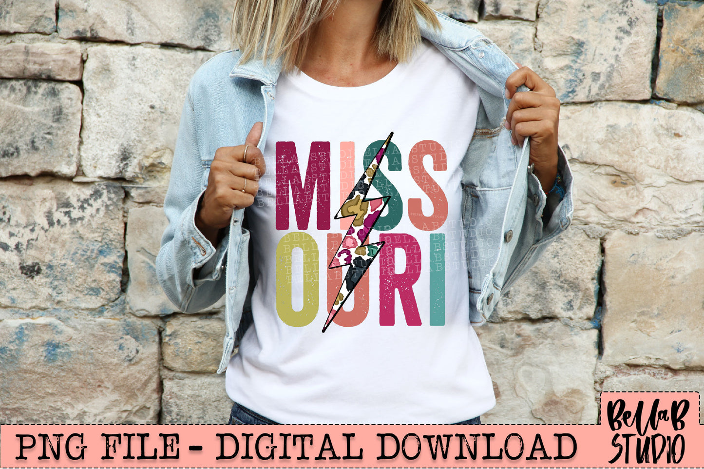 MISSOURI Bright Leopard Bolt Sublimation Design