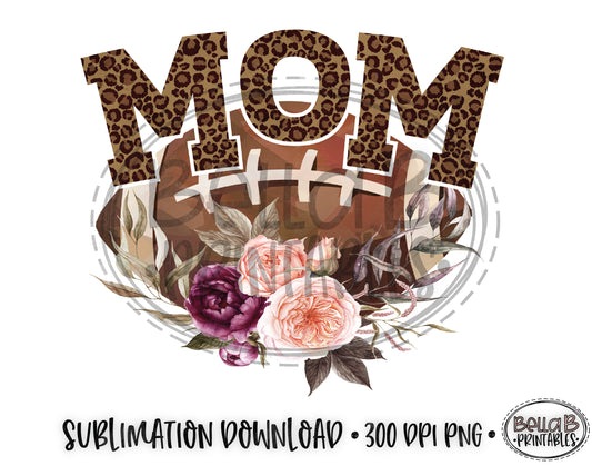 Football Mom Sublimation Design, Leopard Print