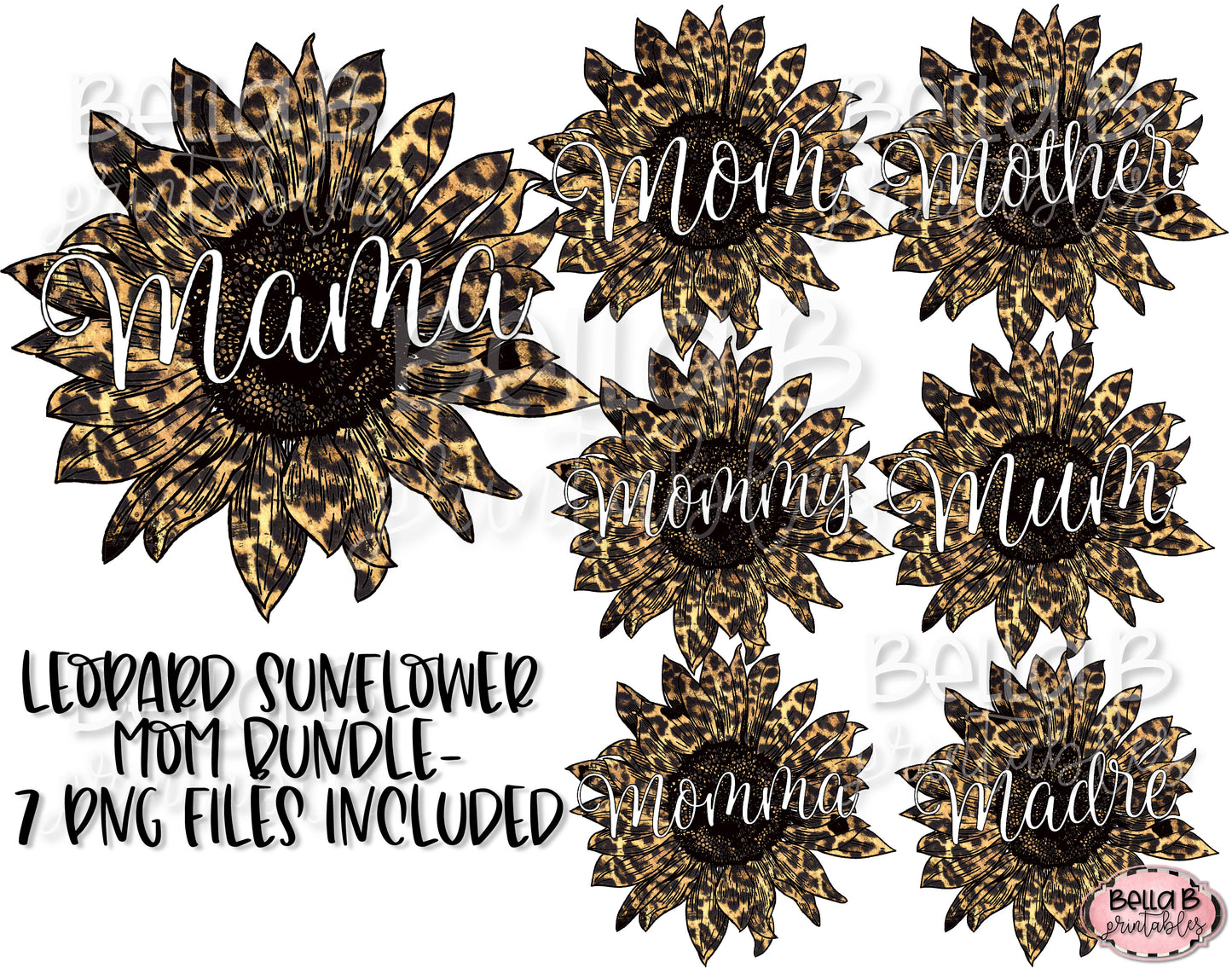 Mom Leopard Sunflower Sublimation Design Bundle