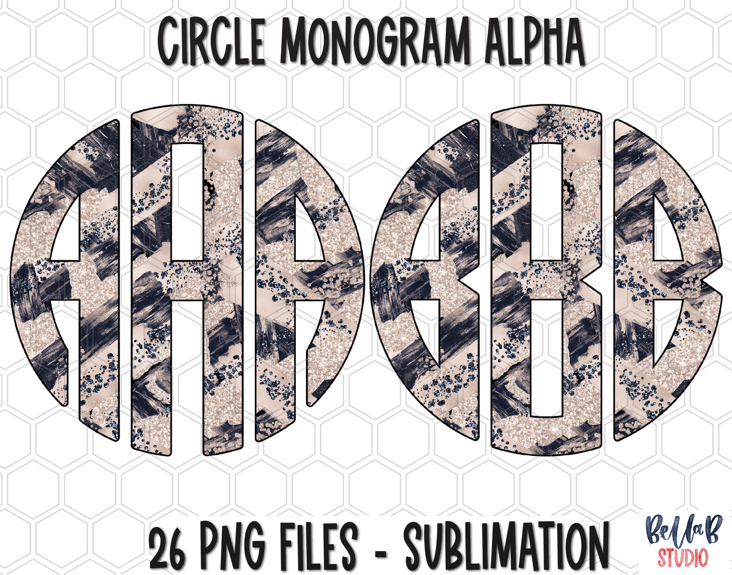 Blush and Navy Circle Monogram Alpha Set