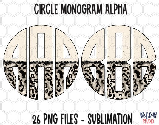 Cream And Leopard Circle Monogram Alpha Set