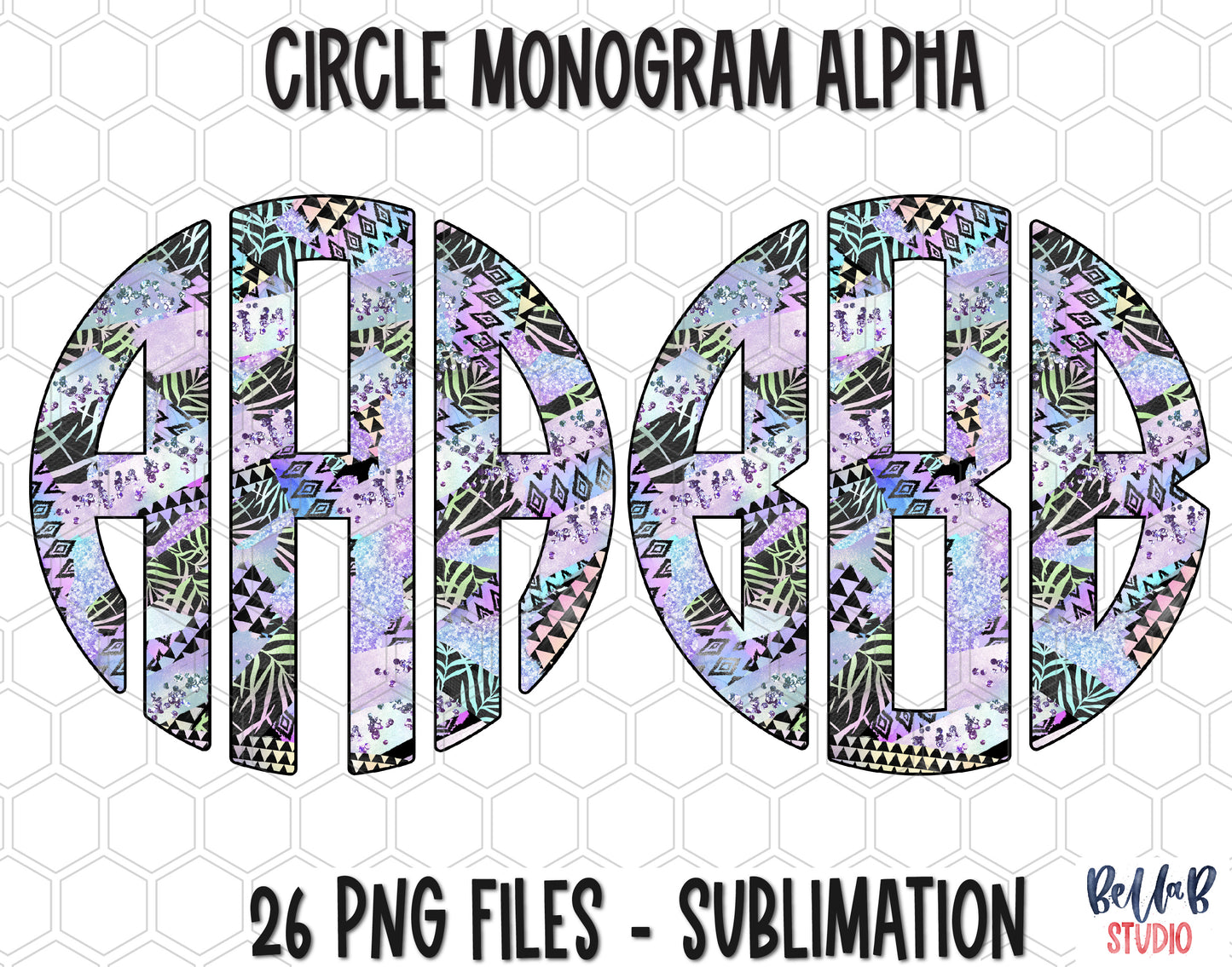 Funky Hologram Circle Monogram Alpha Set
